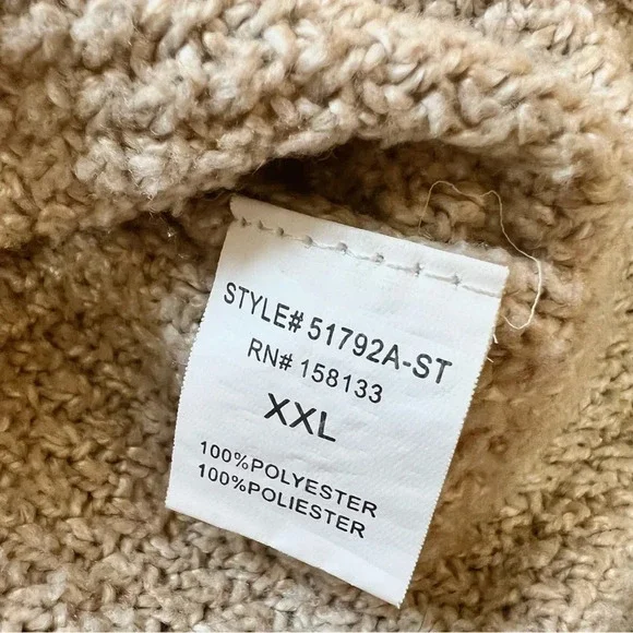 Pink Clover Tan Winter Warm Fall Pullover Crewneck  Knit Sweater Women Size XXL - Picture 10 of 11